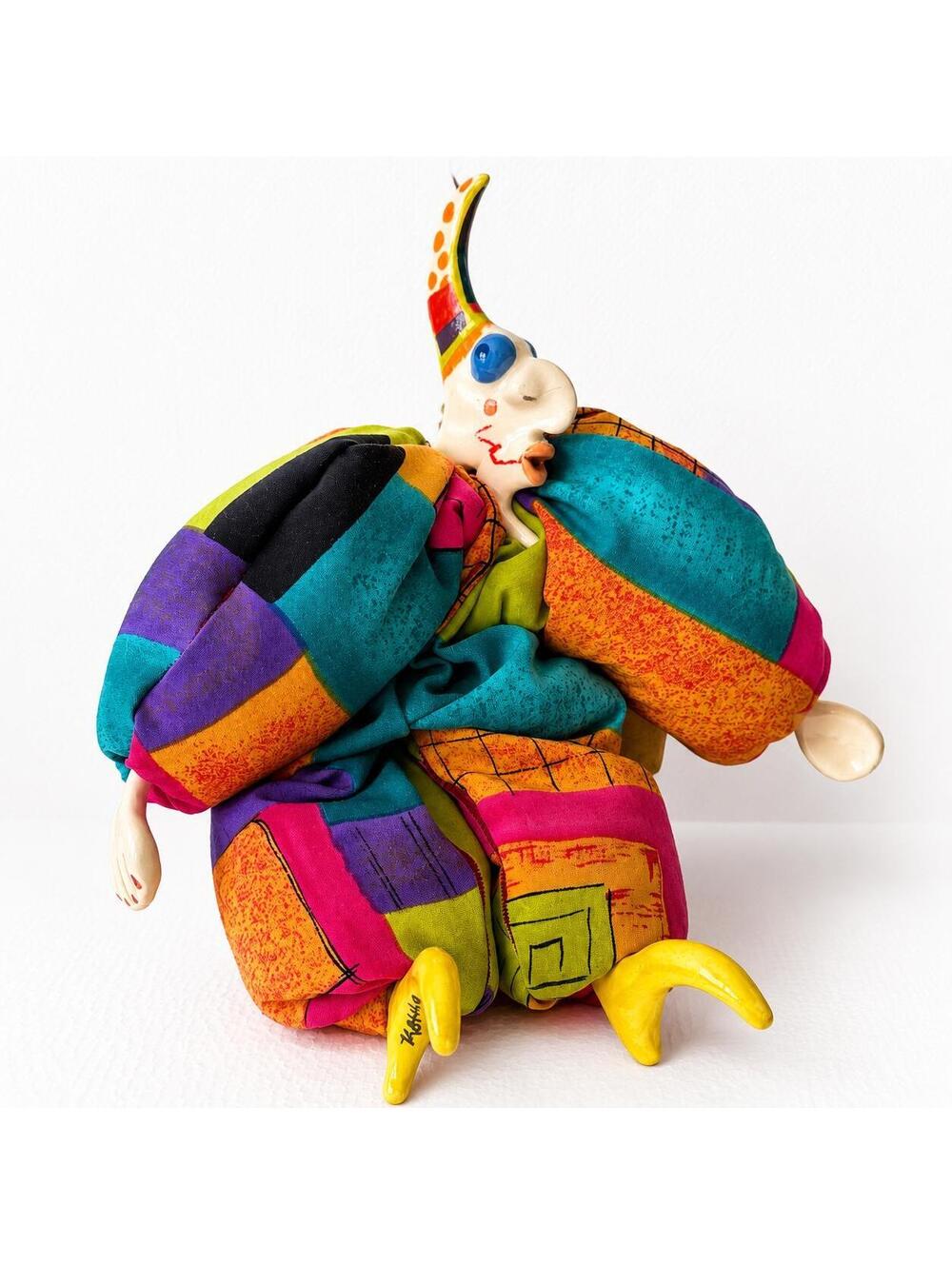 Vintage Poupées by Isabelle Kotcho French Ceramic Harlequin Art Doll